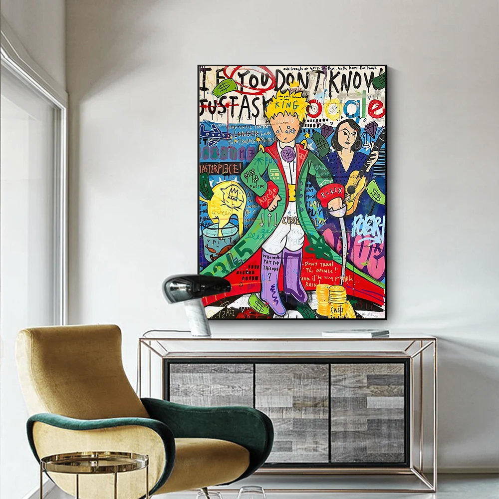 Поп-арт Маленький принц Картина на холсте граффити плакат и печать Настенная