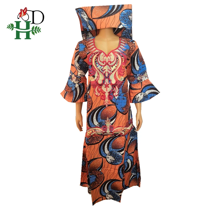 H&D ropa mujer размера плюс африканская Анкара платья для женщин Воск Принт батик Макси платье традиционная вышивка Vetement Femme