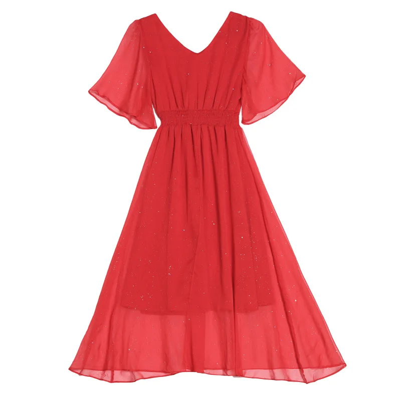 WLG подходящая одежда для мамы и дочки я летние красные синие сетчатые Платья с