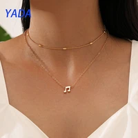 yada unique crystal music note multi layer presentsnecklace for women jewelry necklaces statement gold color necklace se210032