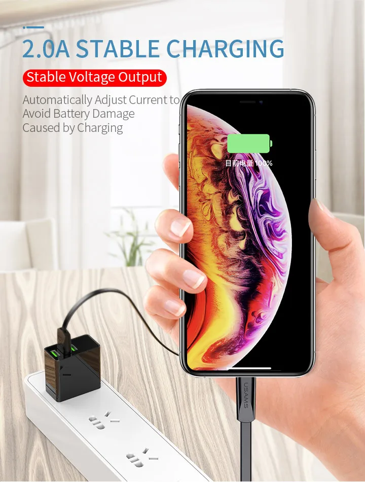 3 шт./партия кабель для мобильного телефона для iPhone 7 plus, USAMS USB кабель для передачи данных для iPhone X 8 7 6 5S se кабель для зарядного устройства для iPad 8-контактный кабель