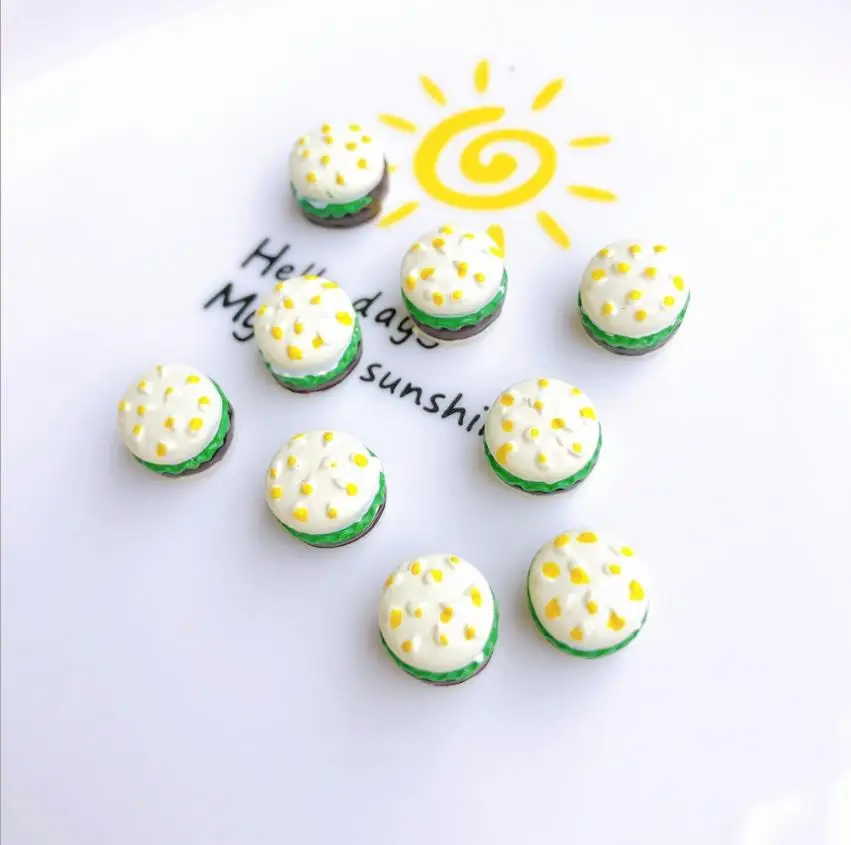 Кавайный хлеб гамбургера из смолы с плоским основанием Сделай Сам Кукольный дом