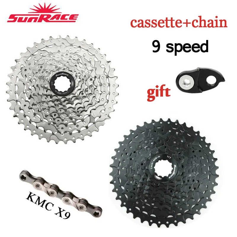 Sunrace Cassete 9 Velocidade кассеты X9 цепь скоростей 11 40T адаптер для горного велосипеда Freewheel