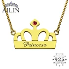 Ожерелье AILIN с Королевской короной для женщин, серебро 925 пробы, чокер с именем на заказ, ожерелье, цепочка, персональные ювелирные изделия на день рождения с камнем-талисманом