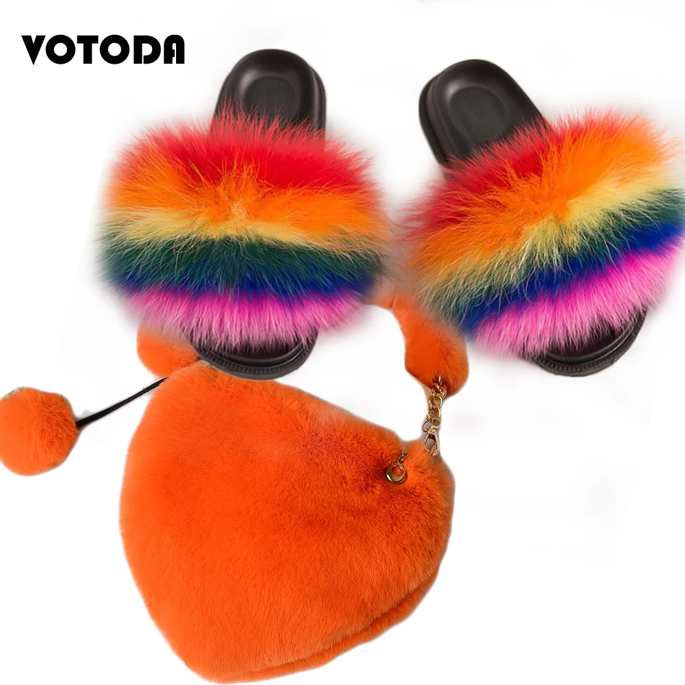 Новинка Женские 100% натуральный мех лисы тапочки Пушистые шлепанцы на меху