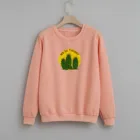 Размера плюс кофта с капюшоном с длинными рукавами зима Harajuku кактус, пуловер-свитшот с принтом женская одежда для подростков осень-зима Kawaii одежда с открытыми плечами