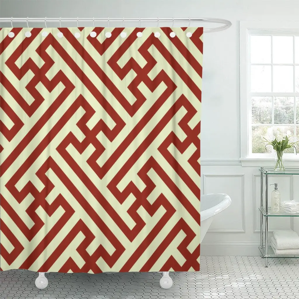 Занавеска для душа с геометрическим рисунком 72 х72 дюйма крючками|Шторы душа| |