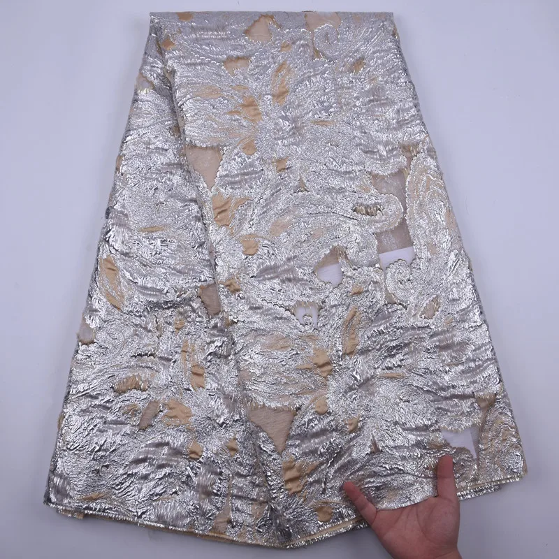 

African Tulle Lace Fabric 2020 Latest Fashion Design French High Quality Silver flowers embroidery For Nigerian Wedding Party