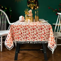 new years bronzing tablecloth merry christmas tree elk cotton linen rectangular kitchen dinner table desk clothcover home decor