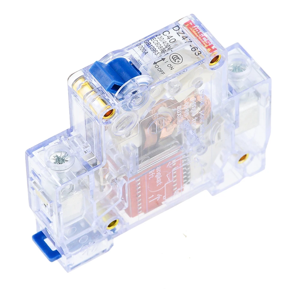 1 шт. DZ47-63 1P Прозрачный DC 6A 10A 16A 20A 25A 32A 40A 50A 63A DC250V Мини выключатель