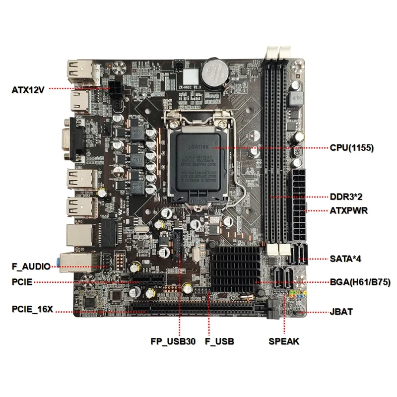 LGA1155 практичная материнская плата стабильная для H61 гнездо DDR3 ПАМЯТЬ