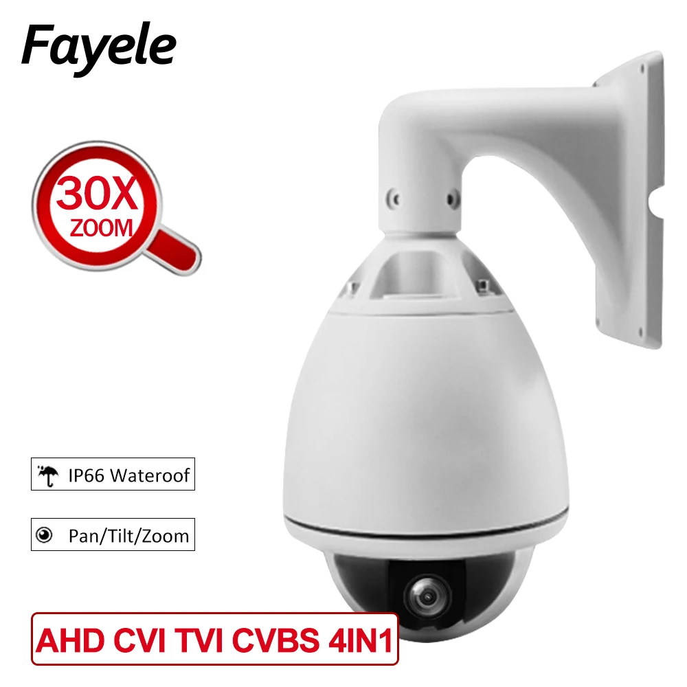 Купольная PTZ камера для наружного наблюдения IP66 6 дюймов AHD 1080P 30 кратный зум