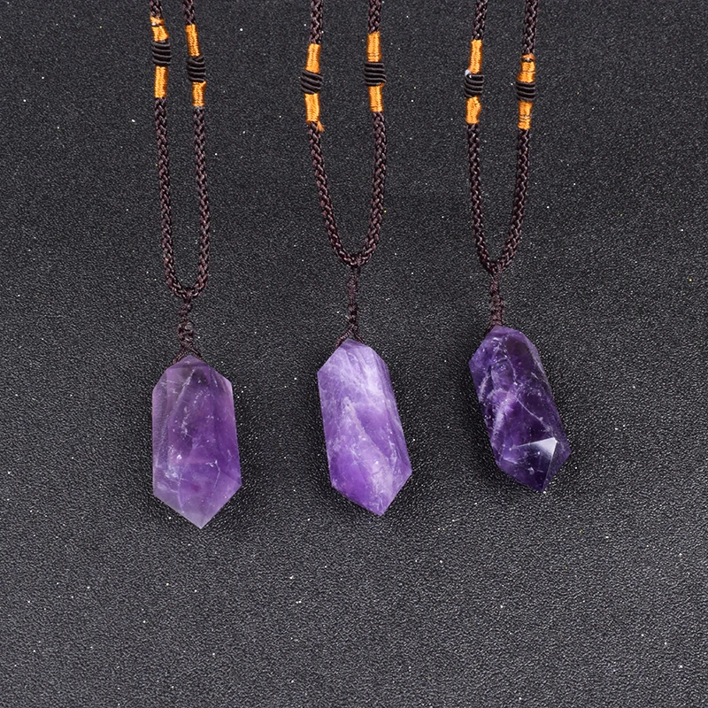 Подвески и ожерелья с лицевым покрытием из натурального аметиста женские модные