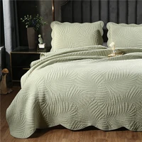 23pcs 100cotton leaf embroidered patchwork quilt bedspread coverlet twin full queen king size green bed cover free shipping h