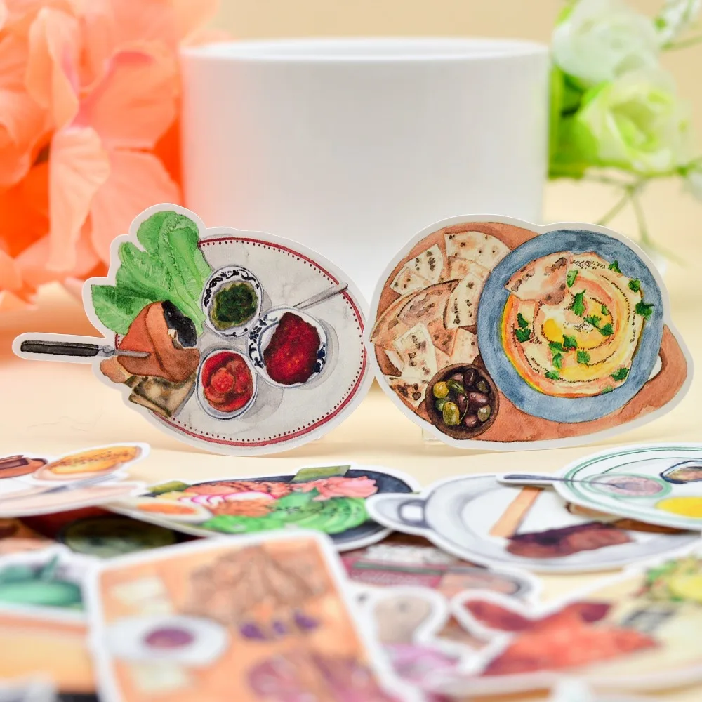 

27pcs Watercolor Western-style food cake and drink Stickers Scrapbooking Decorative handbook Sticker planner DIY Stationery