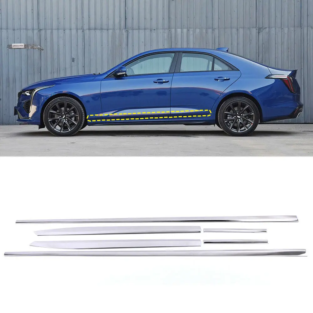 

Exterior Steel Side Door Body Molding Cover Trim 6pcs For Cadillac CT4 2020-2021