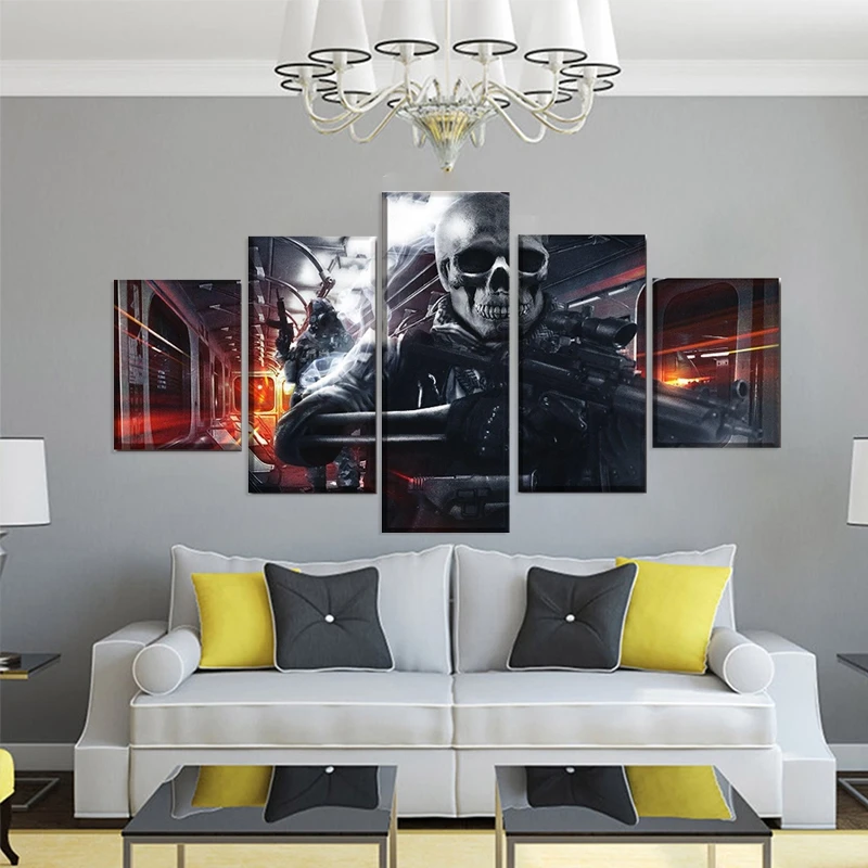 Настенные картины на холсте с изображением черепа 5 панелей без рамки - купить по