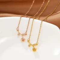 rose flower stainless steel necklace womens european and american pendant non fading necklace ornament necklaces for women