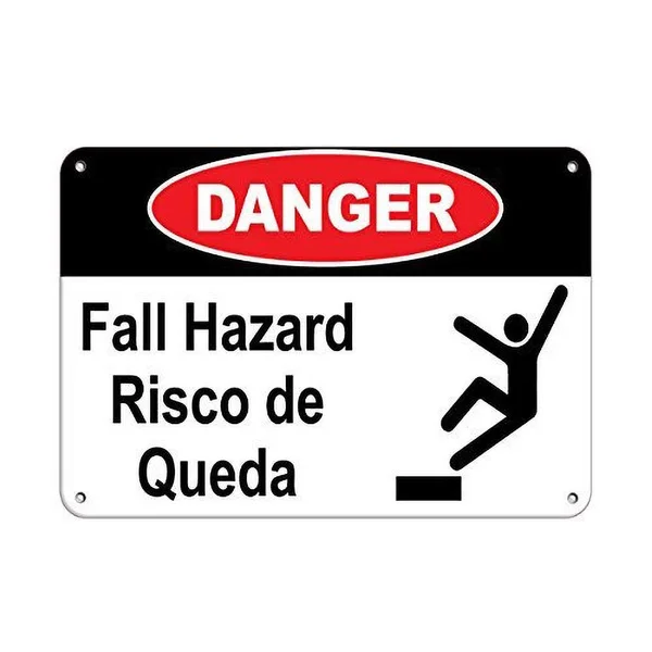 

Danger Fall Hazard Risco De Queda Fall Hazard Tin Sign art wall decoration,vintage aluminum retro metal sign