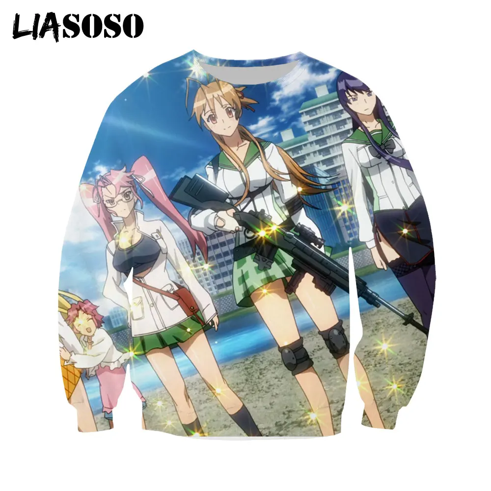 

LIASOSO Highschool Of The Dead Sweatshirt 3D Print Men Women Hoodies Hip Hop Fashion Street Clothes Long Sleeve Pullover Shirt
