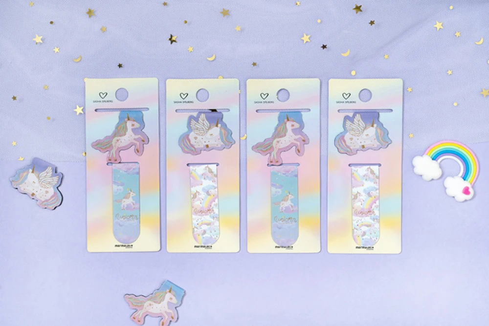 2 шт./упак. кавайная универсальная Закладка в виде единорога магнит блокнот