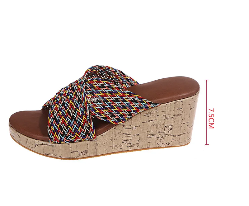 

2021 Summer New European and American Fashion Slippers Female Fish Mouth Slope with Large Size Slippers Female