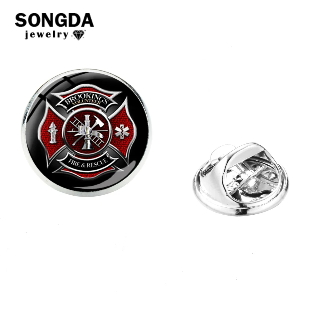 

SONGDA Firefighter Profession Stainless Steel Pins Fire Dept Decorative Brooch Pin Icon On Clothes Backpack Hat Men Accessories