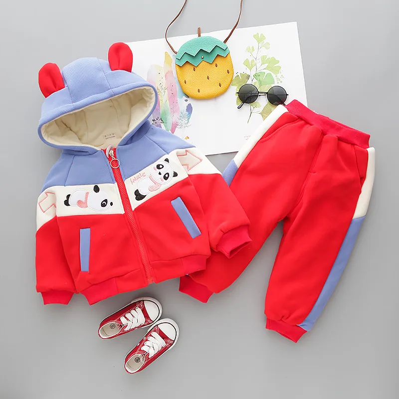 Розничная продажа! От 1 до 4 лет детский зимний костюм теплый кашемировый с Микки