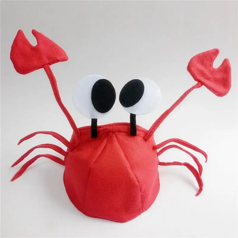 

New Adult Kids Faux Felt Hat 3D Lobster Crawfish Crab Seafood Cosplay Cap with Claws