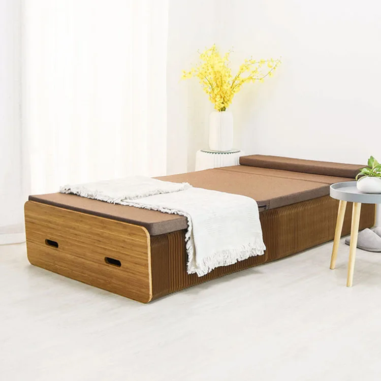

Creative folding bed with mattress bedroom furniture sofa chair bed kraft paper bed bearing weight 1000kg W90xH36x200CM
