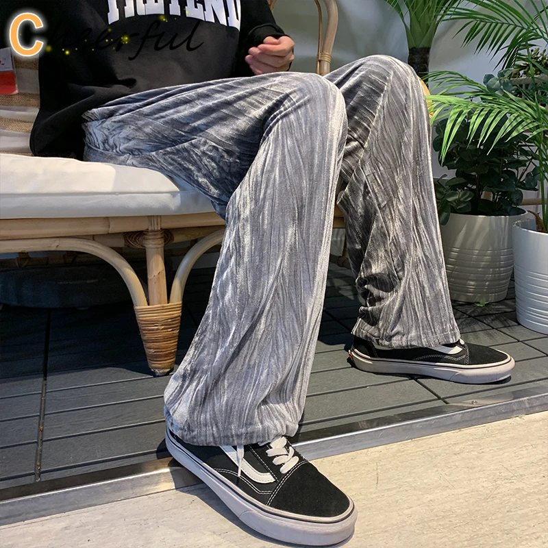 

Мужские Леггинсы для бега, брюки, мужские черные повседневные свободные брюки в уличном стиле, модные штаны из полиэстера