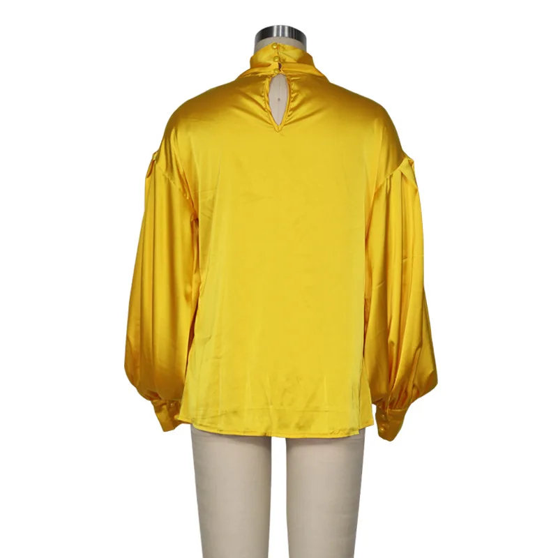 

Women Loose Blouse Women Autumn 2020 Female Lantern Long Sleeve Bow Neck Pullover Blouses Femme Office Lady Womens Sexy Tops