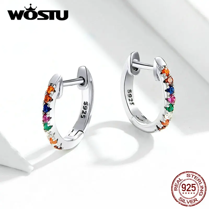 WOSTU настоящие 925 пробы Серебряные Красочные циркониевые серьги для женщин, ювелирные изделия для изготовления красочных жизненных сережек, ювелирные изделия BKE721