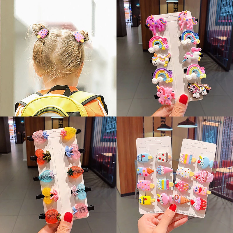 10 шт./компл. Мультяшные заколки для девочек детские милые волос детей модные