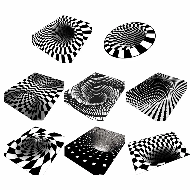 

3D Trap Visual Carpet Geometric Three-dimensional Illusion Mat For Living Room Bedroom Floor Mat Coffee Table Mat Home Decor