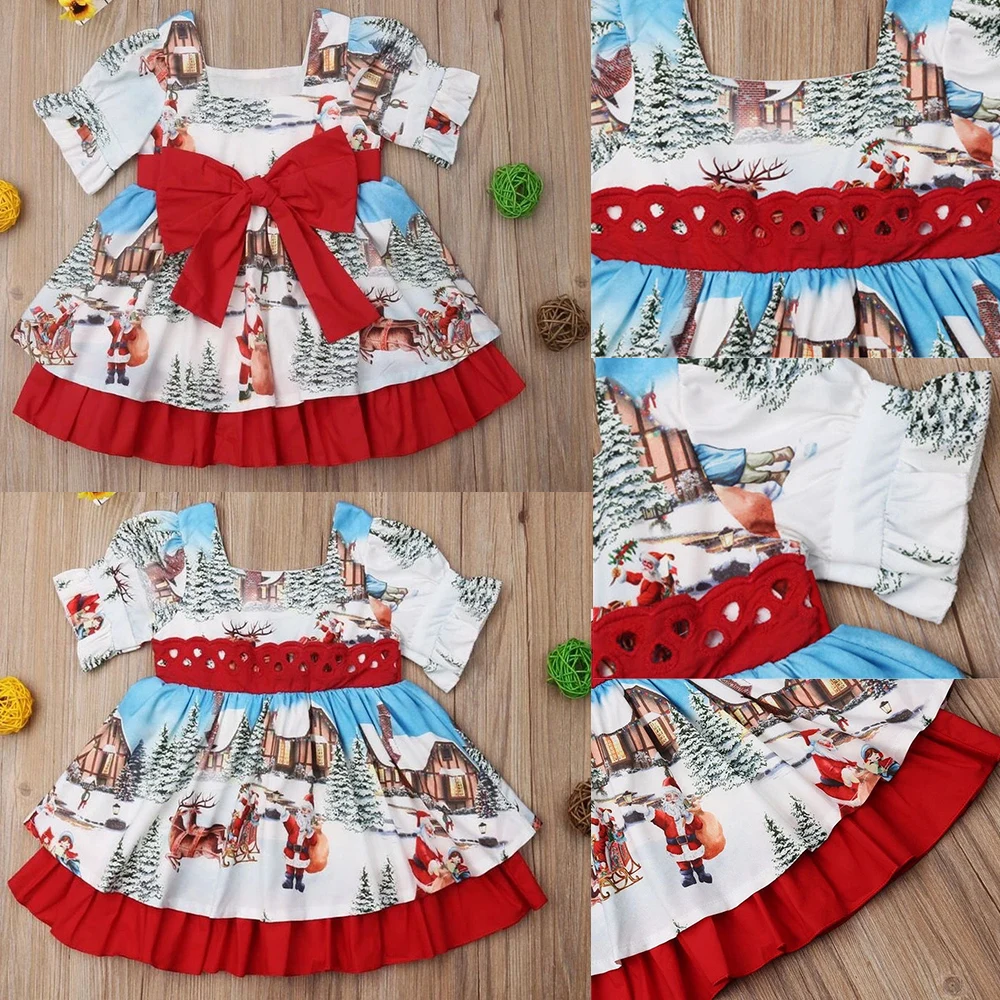 Милое красное платье для маленьких девочек Роскошное рождественское