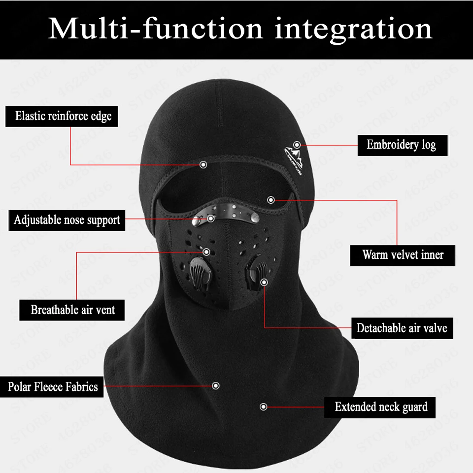 Мужская и женская ветрозащитная водонепроницаемая черная велосипедная маска
