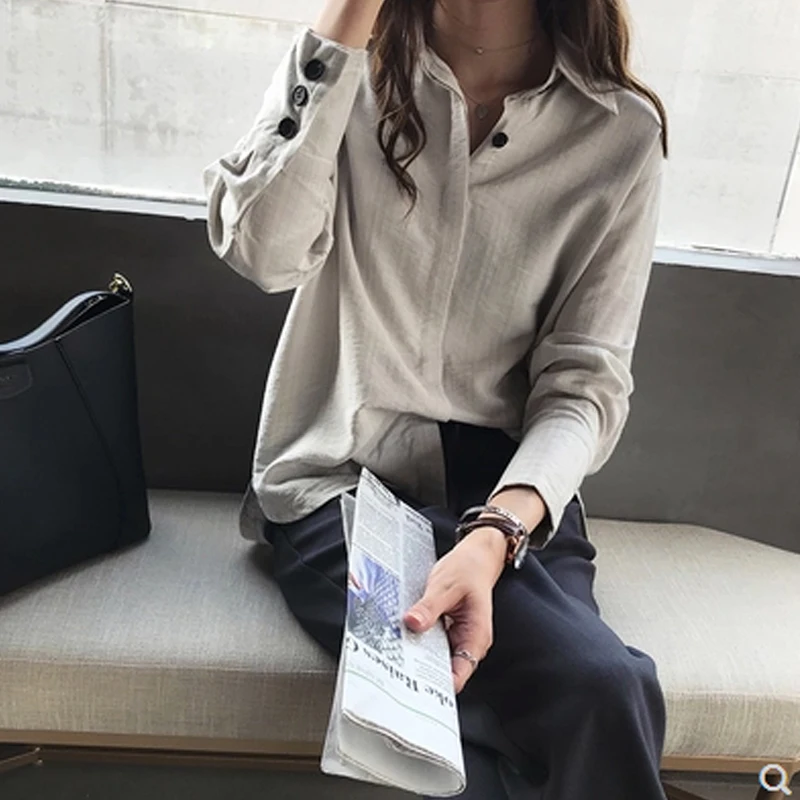 

New Fashion 2021 Autumn Women Shirts Long Sleeve Turn-down Collar Solid Women Clothing Elegant Casual Women Blouses 5650 50