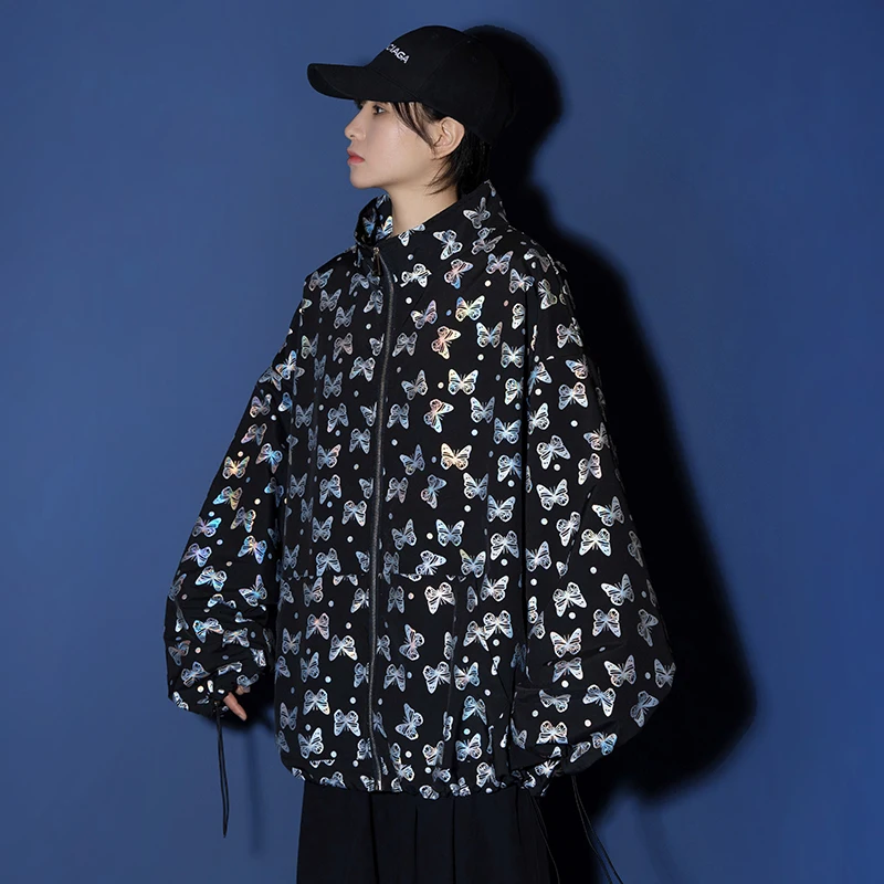 Весна Осень 2020 женские куртки с принтом Повседневная ветровка пальто на молнии