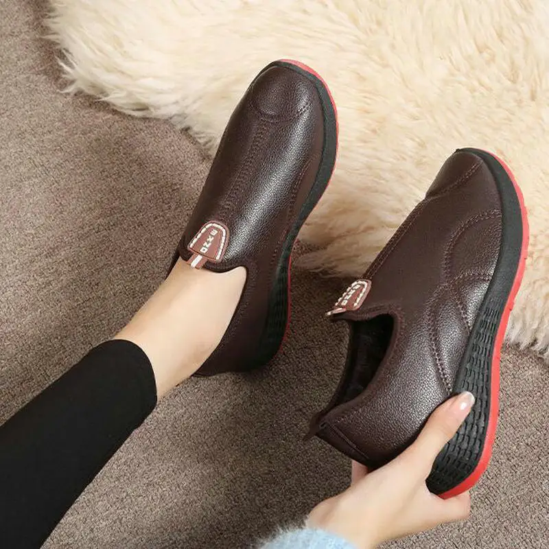 2019 зимние сапоги женские водонепроницаемые теплые меховые без застежки ботинки