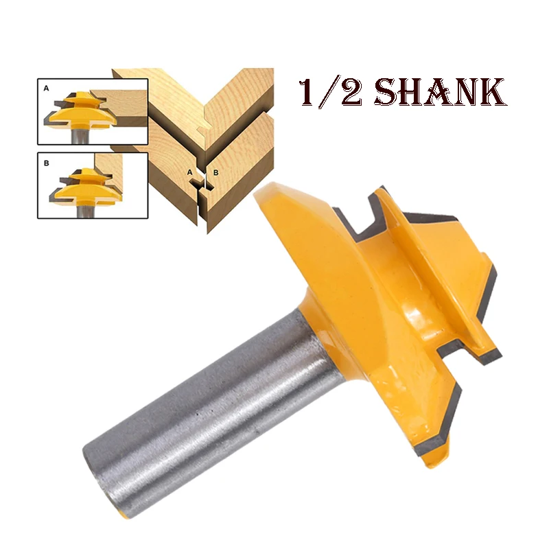 

45° Milling Cutter Router Bit Set Wood Cutter Carbide 1/2 1/4 Shank Mill Woodworking Trimming Straight Carving Cutting Tools