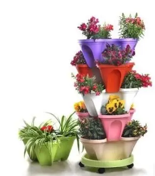 6 Tier stackable strawberry grass flower planter vegetable kitchen balcony pots succulent garden decoration
