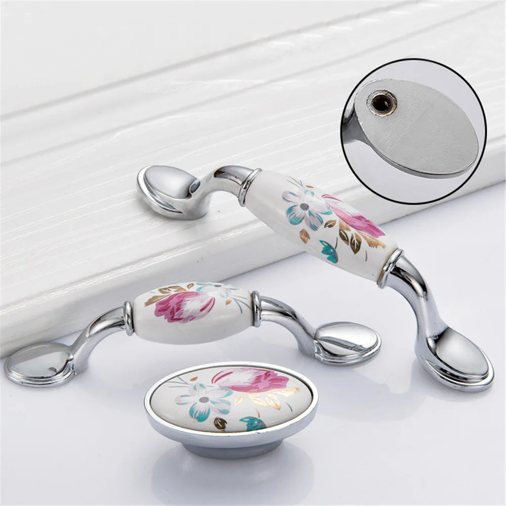 

Ceramic Door Knobs Vintage Shabby Chic Tulip Cupboard Drawer Handles Decorative Dresser Cabinet Pulls Desk Drawer Knobs