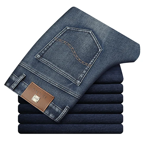 2020 Зимние новые мужские брендовые плотные джинсы модные облегающие джинсовые