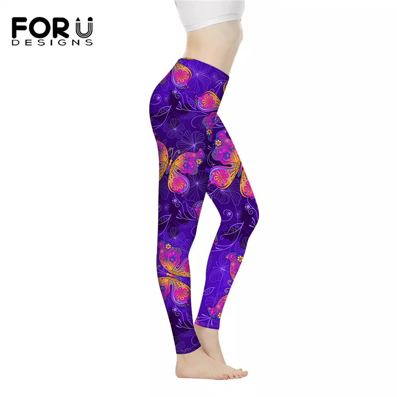 

FORUDESIGNS/женские леггинсы с принтом бабочки в стиле Фэнтези, штаны для йоги, спортивные Леггинсы для подтяжки живота, эластичная одежда
