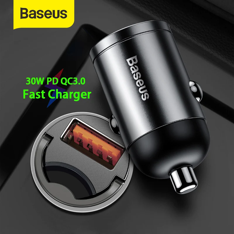 

Baseus 30W Car Charger Dual USB Type C Fast Charger PD 4.0 3.0 SCP AFC Quick Charging Mini Adapter For Samsung iP HUAWEI Xiaomi