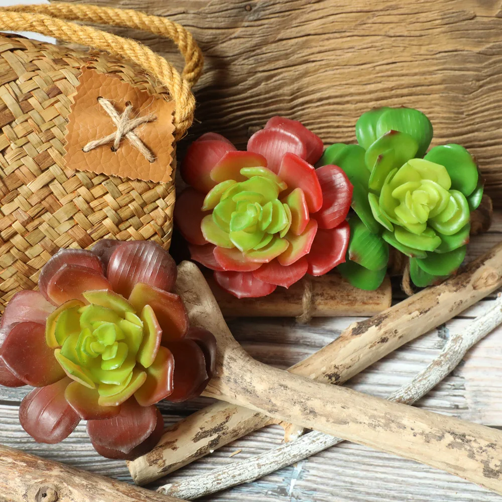 Artificial Succulents Plants Green Purple Red White Blue Flocking Home Garden Decoration Plastic Mini Desktop Bonsai | Дом и сад