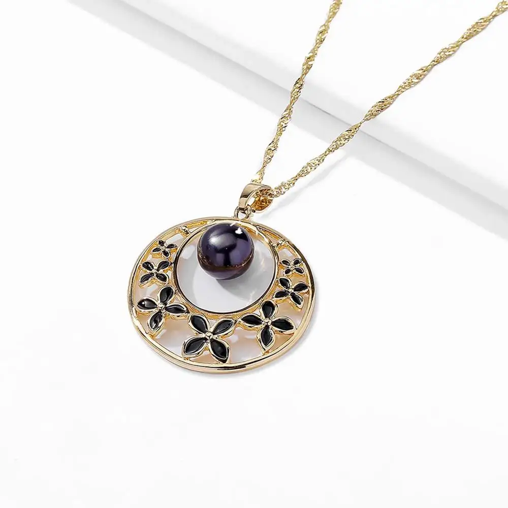 

Cring Coco 2020 Hawaiian Necklace for Women Enamel Flower Classic Circle Pearl Chain Female Fashion Geometric Hanging Luxury Hot