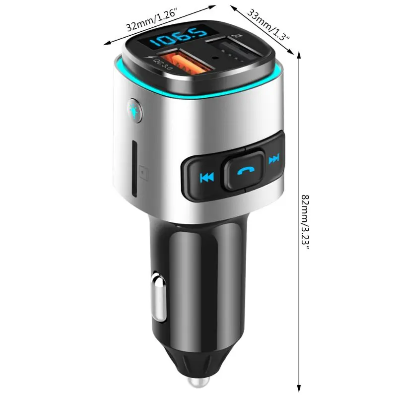 

Car FM Transmitter Wireless Music Player Modulator with Quick Charge Dual USB XXFF