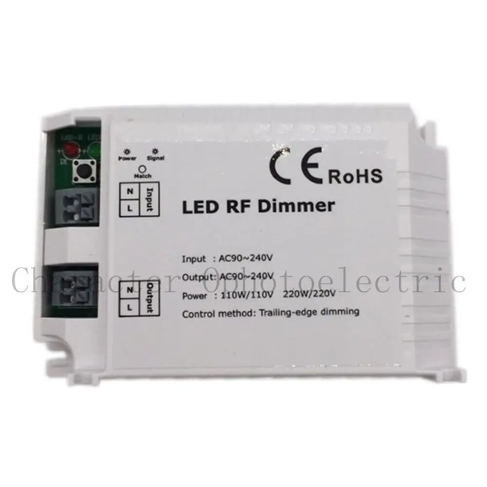 

New DM014 High Voltage 90-240VAC 1 Channel Trailing Edge Dimming 110V/110W 220V/220W ON/OFF 3 Key Remote LED RF Dimmer Control